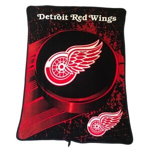 Detroit Red Wings Fleece‎ Blanket Throw NHL Hockey Puck Logo 60x48